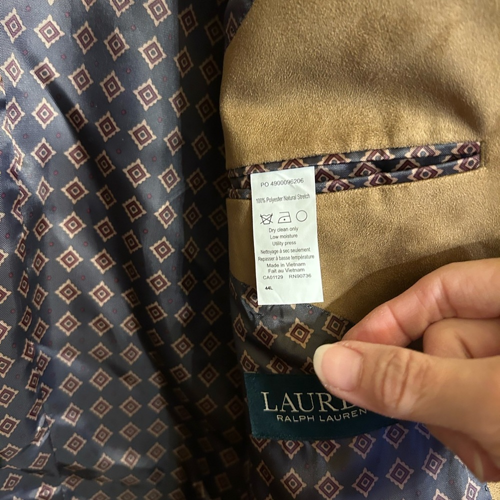 NWT LAUREN RALPH LAUREN Men’s Faux Suede Sport Coat Blazer in Tan/Brown 44L - Picture 6 of 13